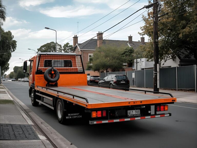 Tilt-tray tow truck near me on Cheltenham Road Dandenong with secure tie-downs